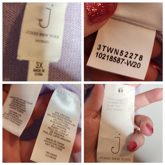 NWT Jones New York Angora Rabbit Hair Blend purple drape cardigan. 3X. - Picture 5 of 16